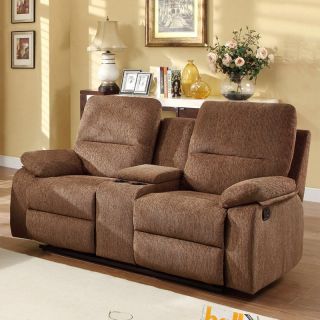 Aiden Chenille Reclining Loveseat with Console   Brown   Loveseats