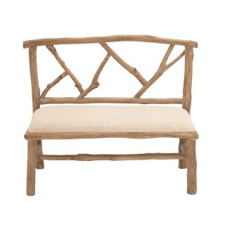 Woodland Import Bench with Cushioned Top   Natural and Rustic Look   Indoor Benches