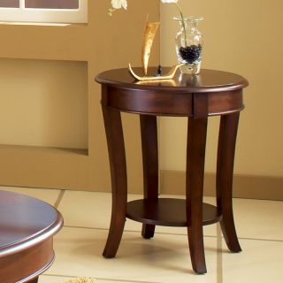 Steve Silver Troy Round Cherry Wood End Table   End Tables
