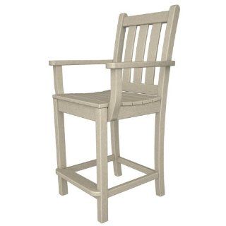Polywood Traditional Garden Counter Height Arm Chair in Sand  Patio Dining Chairs  Patio, Lawn & Garden
