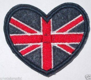 Small Heart Union Jack Flag Embroidery Iron On Fabric Transfer