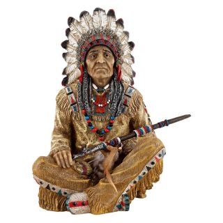 Design Toscano 14 in. Noble Feathers Native American Statue   Sculptures & Figurines