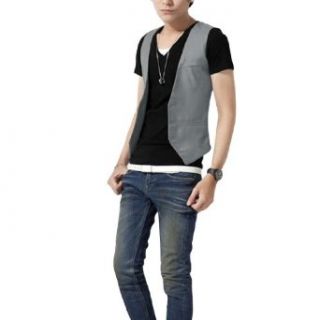 Men Korean Style Buckle Back Solid Color Leisure Vests at  Mens Clothing store