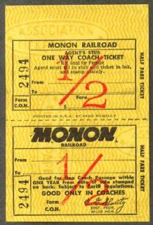 Monon Railroad Half Fare ticket unused undated Entertainment Collectibles