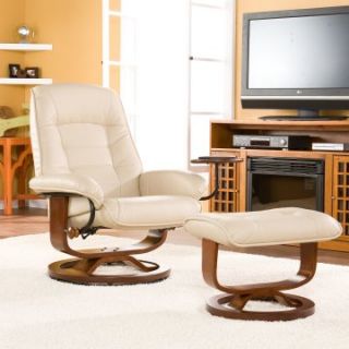 Southern Enterprises Leather Swivel Recliner with Ottoman   Recliners