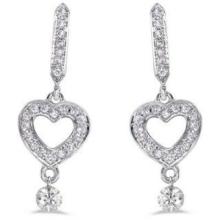 14K White Gold Diamond Dashing Diamonds Earrings Jewelry