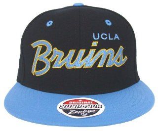 UCLA Bruins Retro 2 Tone Zephyr Script Snapback Cap Hat Black Blue 