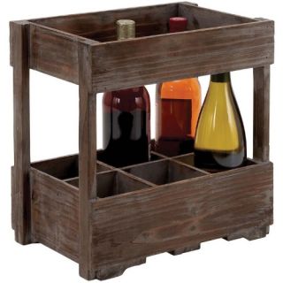 Woodland Imports Crate Design 6 Bottle Wood Wine Rack   Wine Racks