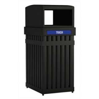 Commercial Zone Archtec Single Parkview Steel Slotted Waste Container   Rectangular Opening   Outdoor Trash Cans
