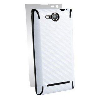 LG Lucid 4G 4 G VS840 VS 840 Cell Phone White Carbon Fiber Texture Full Body Shield Guard   INCLUDES 1 BACK AND SIDE, 1 SCREEN PROTECTOR Cell Phones & Accessories