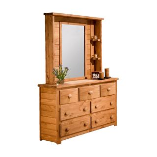Chelsea Home 7 Drawer Dresser with Optional Mirror Hutch   Ginger Stain   Kids Dressers and Chests