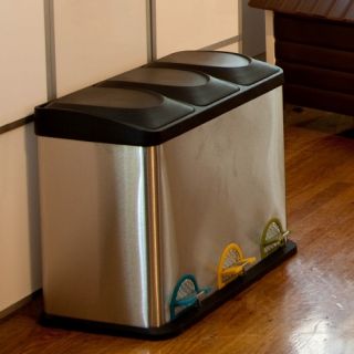 Organize It All Step On 11.89 Gallon Stainless Steel Recycling Bin   Recycling Bins