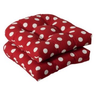 Polka Dot Red Outdoor Wicker Seat Cushion   19L x 19W x 5H in.   Set of 2   Outdoor Cushions