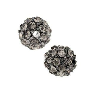 Beadelle Crystal 6mm Round Pave Beads   Gunmetal Plated / Black Diamond (2 Pc)