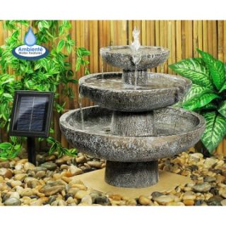 Primrose Remington Solar Cascade 3 Tier Water Outdoor Fountain   Fountains