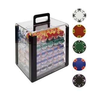 Trademark Poker 14g Tri Color Ace King Clay Poker Set with Acrylic Case   1000 Chips   Poker Accessories