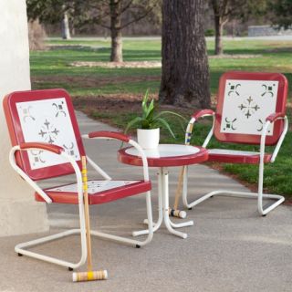 Coral Coast Paradise Cove Retro Metal Chat Set   Outdoor Rocking Chairs