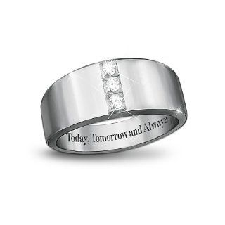 "Today, Tomorrow And Always" 3 Diamond Men's Ring by The Bradford Exchange The Bradford Exchange Jewelry