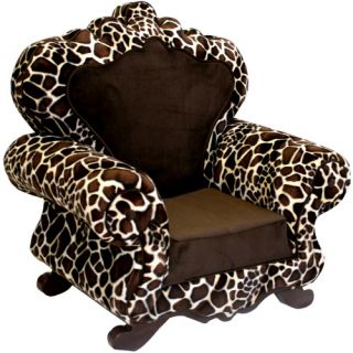 Newco Kids Royal Chair   Giraffe and Chocolate Velvet   Kids Arm Chairs