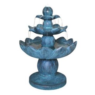 3 Tier Waterlily Outdoor Fountain with White LED Lights   Fountains
