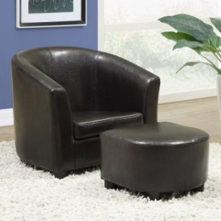 Monarch Faux Leather Juvenile Chair and Ottoman 2 Piece Set   Dark Brown   Club Chairs