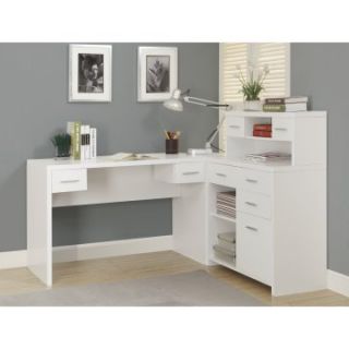 Monarch Hollow Core L Shaped Home Office Desk   White   Desks