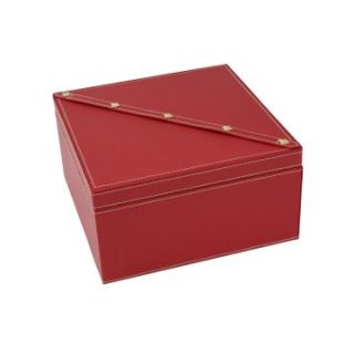 Bey Berk Red Leather with Studs Jewelry Box   8.35W x 4.5H in.   Womens Jewelry Boxes