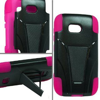 Hot Pink Hard Soft Gel Dual Layer Stand Cover Case for Nokia Lumia 822 Cell Phones & Accessories