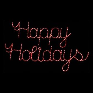 32 in. Outdoor LED Red Happy Holidays Sign Lighted Display   300 Bulbs   Christmas Lights