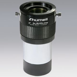 Zhumell Telescope 2 Inch 2x ED Barlow Lens with Compression Rings   Telescope Accessories