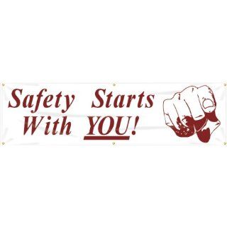 Accuform Signs MBR846 Reinforced Vinyl Motivational Safety Banner "Safety Starts With YOU" with Metal Grommets, 28" Width x 8' Length, Brown on White Industrial Warning Signs