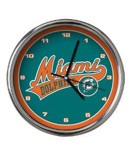 Miami Dolphins Chrome Clock  Sports Fan Wall Clocks  Sports & Outdoors