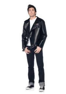 Men's Faux Leather T Birds Jacket   Medium/Large   Black Clothing