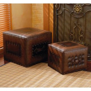 Casa Cristina Faux Leather Ottoman Set   Ottomans