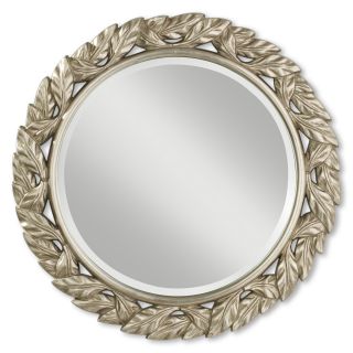 Leaves Round Antique Silver Leaf Mirror   30 diam. in.   Wall Mirrors