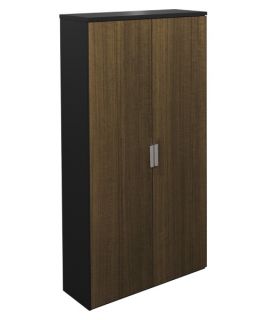 Bestar Pro Concept Armoire   Milk Chocolate Bamboo and Black   Pantry Cabinets