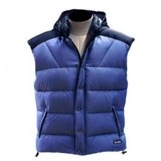 TAIGA Blackcomb 800 Deluxe   Men's Goose Down Vests with a Thin AquaNix Hide Away Hood, Navy Blue Black, MADE IN CANADA, Medium (chest 39.5"; hips 39.5") at  Mens Clothing store