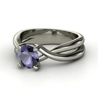 Entwined Ring Round Iolite 14K White Gold Ring Jewelry