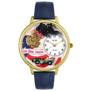 Army Watch in Gold (Unisex)   Navy Blue Padded Watchband 