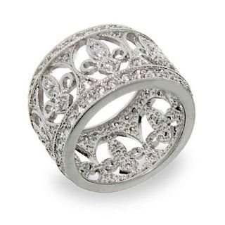 Fleur de Lis Diamond Cubic Zirconia Band Rings Jewelry