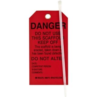 Brady 86573 5 3/4" Height, 3" Width, B 851 Economy Polyester, Black On Red Color Scaffolding Tag (Pack Of 10) Industrial Warning Signs