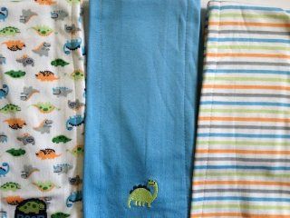 Gerber Set of 3 Dinosaur Baby Burpcloths Colorful Dinosaurs/Stripes  Baby Products  Baby