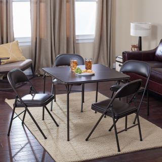 Meco Sudden Comfort Deluxe Double Padded Chair and Back  5 Piece Card Table Set   Cinnabar   Card Tables & Chairs