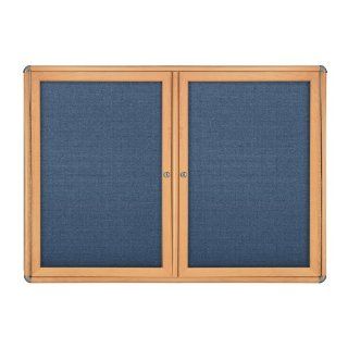 2 Door Ovation Fabric Tackboard Frame Finish Maple, Surface Color Blue, Size 36" H x 60" W x 2.13" D  Combination Presentation And Display Boards 