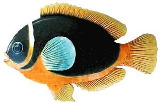Painted Metal Black Tropical Fish Wall Hanging   Tropical Decor   Tapestries