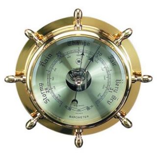Brass Ship Wheel Barometer   Barometers