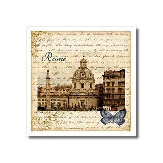 ht_130622_2 PS Creations   Rome with script and butterfly  Italy   Iron on Heat Transfers   6x6 Iron on Heat Transfer for White Material Patio, Lawn & Garden