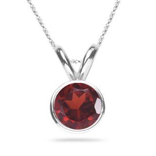 1.10 Cts of 6 mm AAA Round Garnet Solitaire Pendant in Platinum Necklaces Jewelry