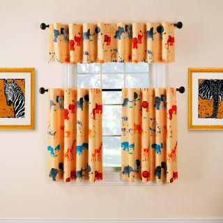 Firefend Kids Flame Retardant Animal Park Thermal Back Tab Tier Curtain   Curtains