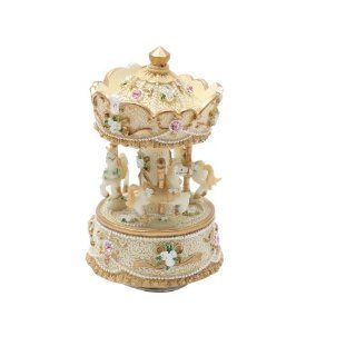 Laxury 3 horse Carousel Music Box Tune is Castle in the Sky 36   Jewelry Music Boxes